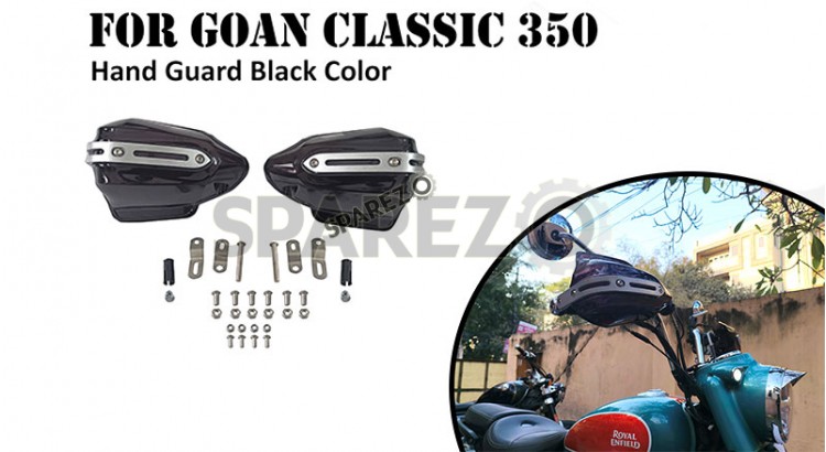 Fit For Royal Enfield Goan Classic 350 Tinted Black Color Hand Guard Kit    - SPAREZO